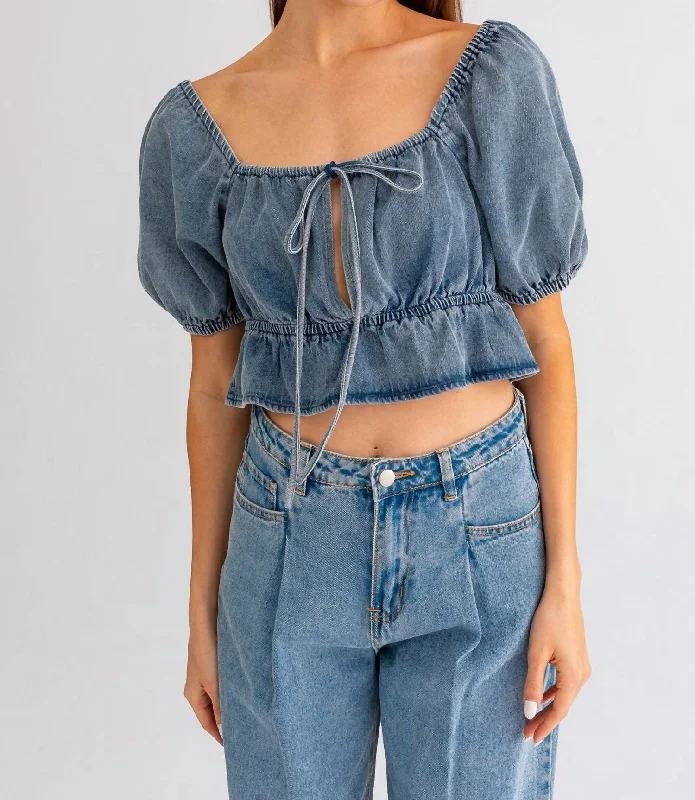 Dreaming Of Denim Top In Blue Denim