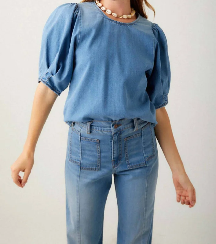 Poof Blouse In Denim