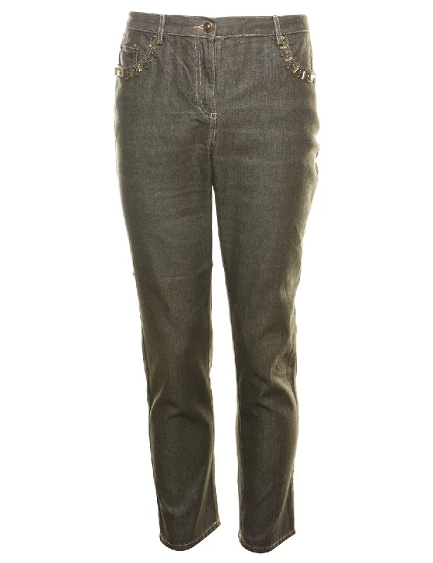 Studded Denim Beaded Trousers - W31 L30