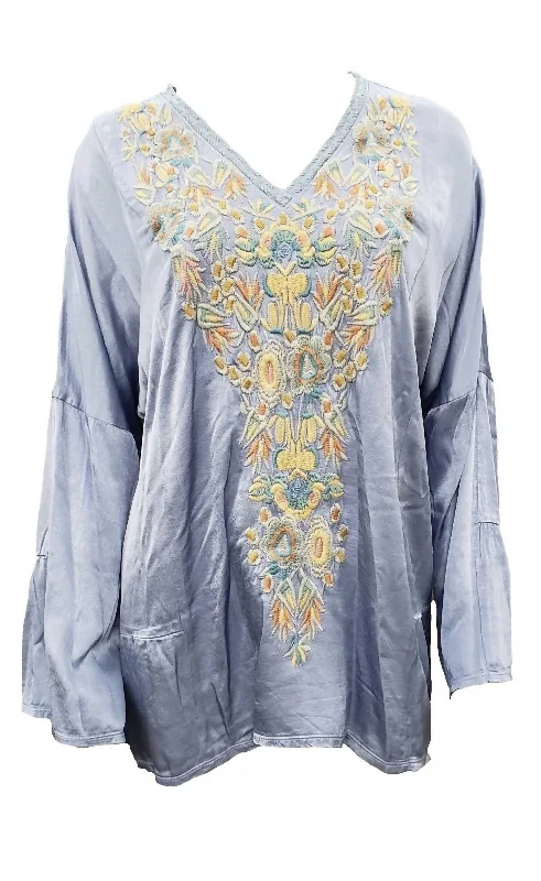 Women's Birdy Satin Blouse In Denim