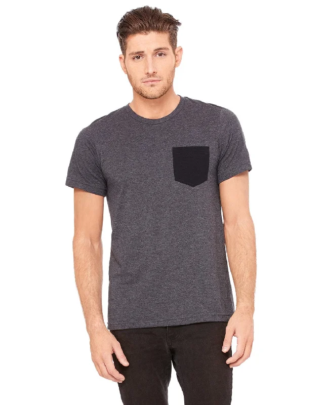 Bella+Canvas Jersey Pocket T-Shirt | Dk Gry Hthr/ Blk