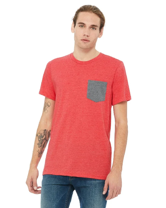 Bella+Canvas Jersey Pocket T-Shirt | Hthr Red/ Dp Hth