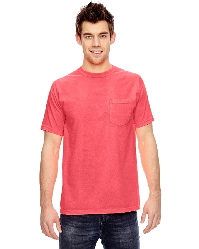 Comfort Colors Garment-Dyed Pocket T-Shirt | Neon Red Orange