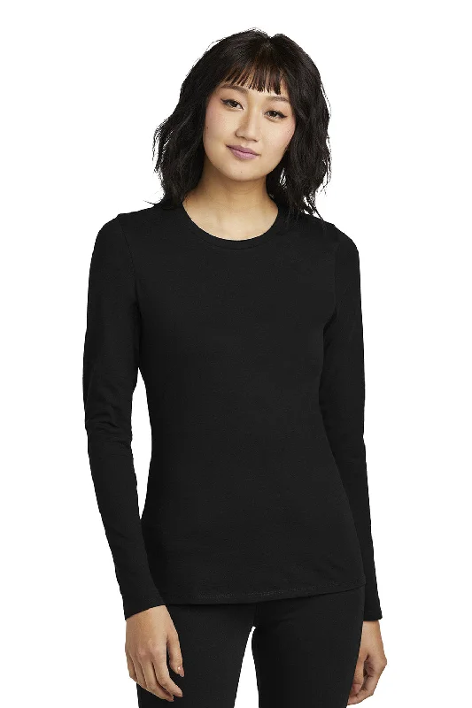 District Womens Perfect Blend CVC Long Sleeve Crewneck T-Shirt - Black - COMING SOON