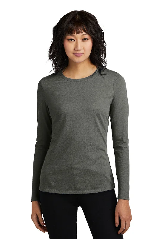 District Womens Perfect Blend CVC Long Sleeve Crewneck T-Shirt - Heather Charcoal Grey - COMING SOON