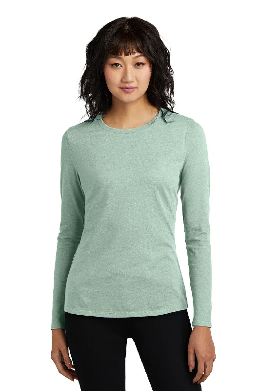 District Womens Perfect Blend CVC Long Sleeve Crewneck T-Shirt - Heather Dusty Sage Green - COMING SOON