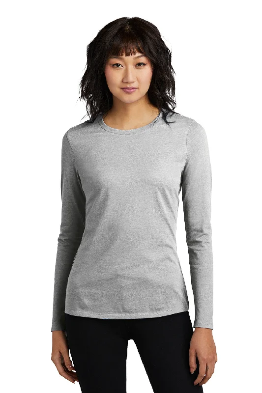 District Womens Perfect Blend CVC Long Sleeve Crewneck T-Shirt - Heather Light Grey - COMING SOON