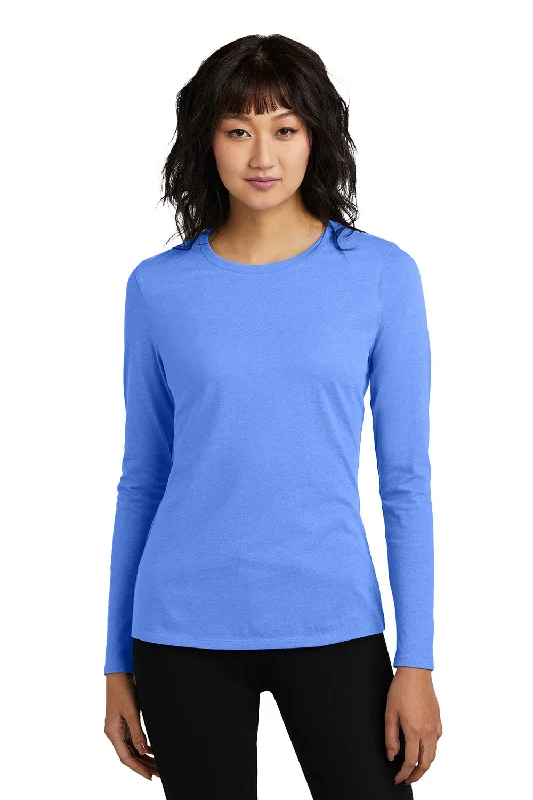 District Womens Perfect Blend CVC Long Sleeve Crewneck T-Shirt - Heather Royal Blue - COMING SOON