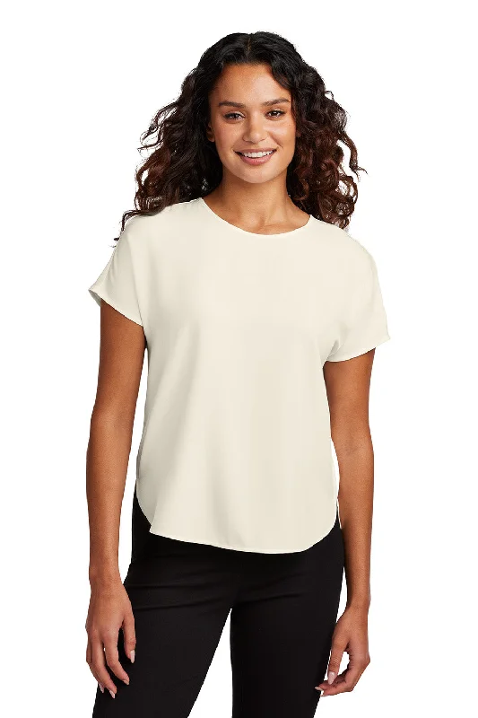 Mercer+Mettle Womens Stretch Crepe Short Sleeve Crewneck - Ivory Chiffon White - COMING SOON