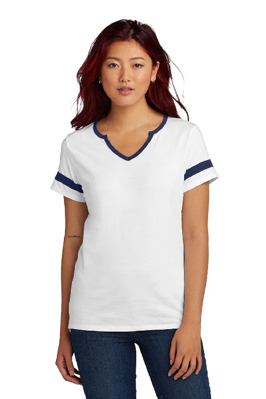 Sport-Tek Womens Halftime Notch Neck Short Sleeve T-Shirt - White/True Navy Blue - COMING SOON