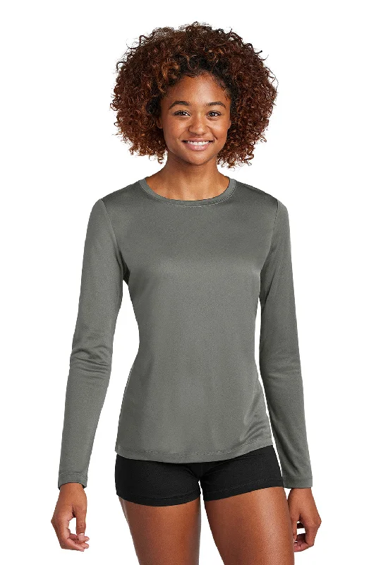 Sport-Tek Womens Posi-UV Pro Moisture Wicking Long Sleeve Crewneck T-Shirt - Dark Smoke Grey - COMING SOON