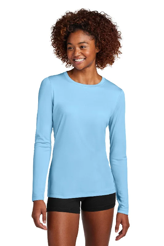 Sport-Tek Womens Posi-UV Pro Moisture Wicking Long Sleeve Crewneck T-Shirt - Light Blue - COMING SOON