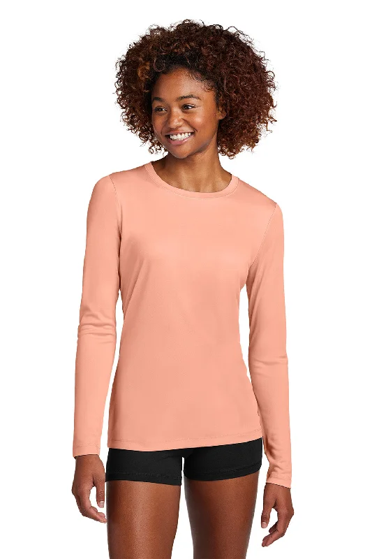 Sport-Tek Womens Posi-UV Pro Moisture Wicking Long Sleeve Crewneck T-Shirt - Soft Coral - COMING SOON