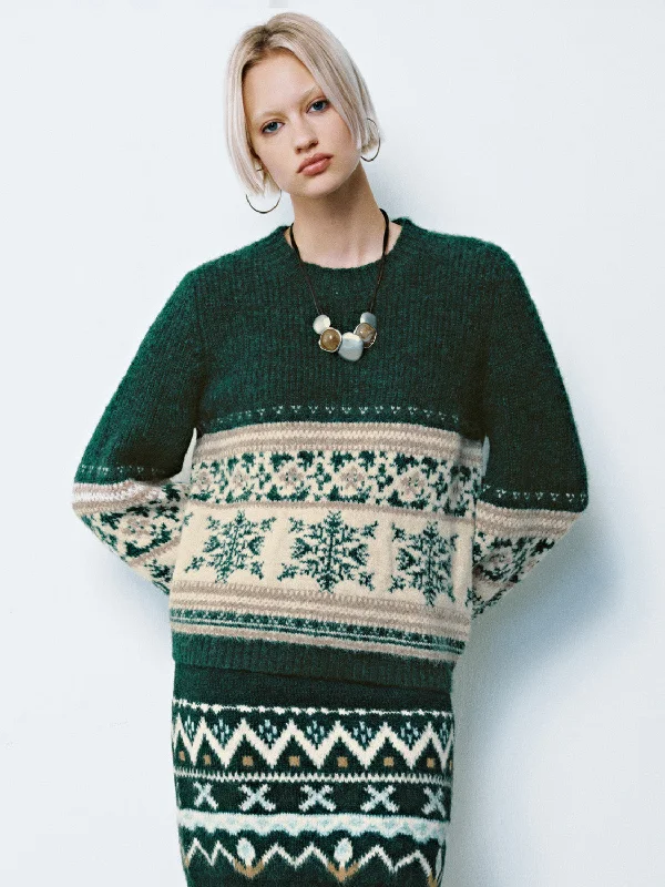 Fair Isle Crew Neck Knitted T-Shirts