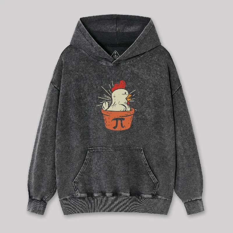 Funny Chicken Pot Pi Washed Hoodie