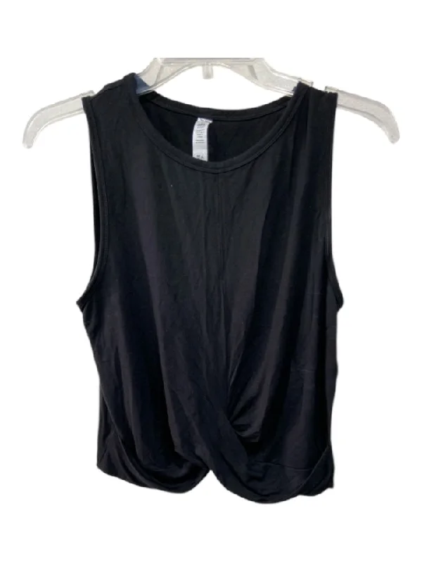 Alo Size M Black Rayon Twist Hem Sleeveless Top