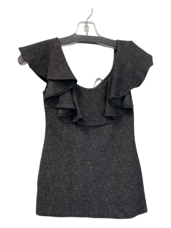 Amanda Uprichard Size P Gray Viscose Scoop Neck Scoop Back Ruffle Sleeveless Top