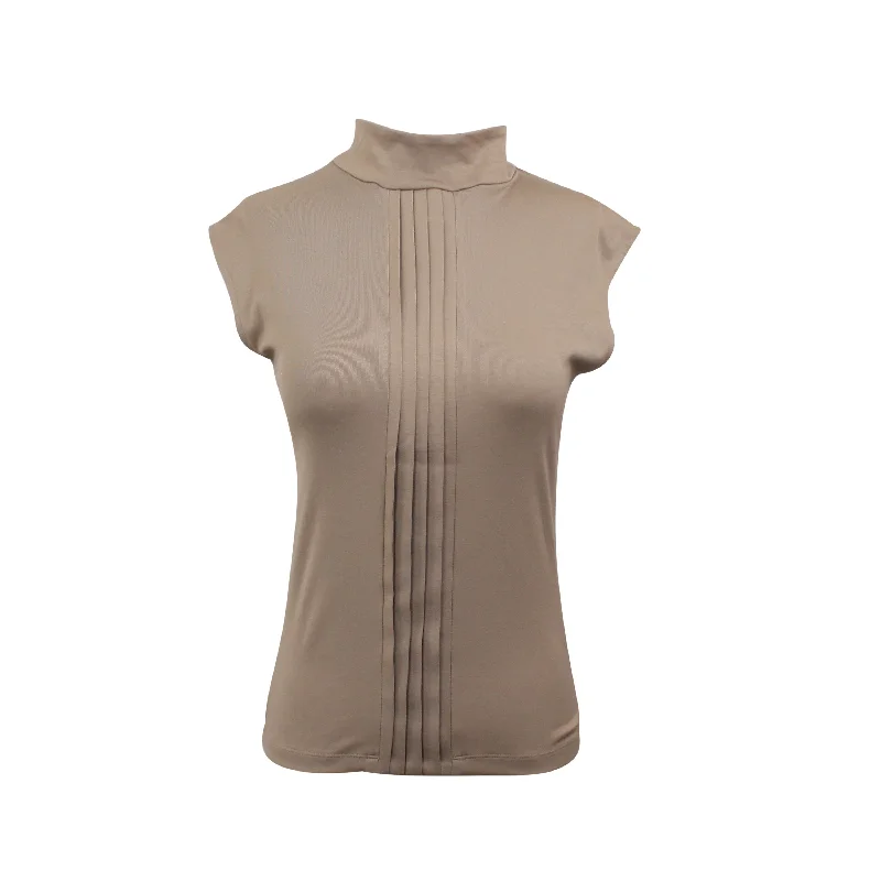 Roni Ilan LIGHT BROWN Roni Ilan SAND SLEEVELESS TOP WITH PLEATS