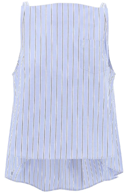 Sacai Women's Striped Sleeveless Top In Poplin