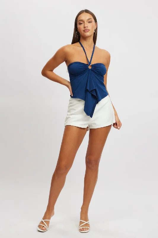 Blue Halter Top Sleeveless