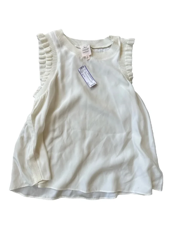 Cinq a Sept Size M White Silk Sleeveless Ruffles Top