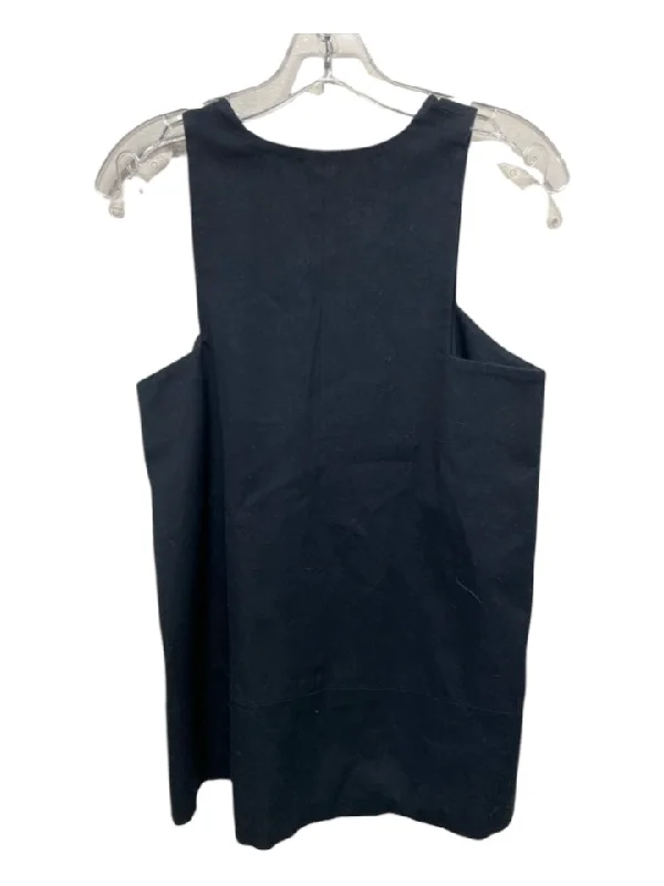 Emerson Fry Size S Black Cotton Deep V Sleeveless Baker Pockets Darted Top