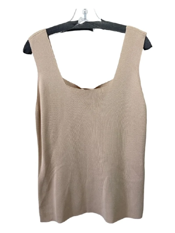 Escada Size 46/XL Beige Rayon Blend Square Neck Sleeveless Knit Top