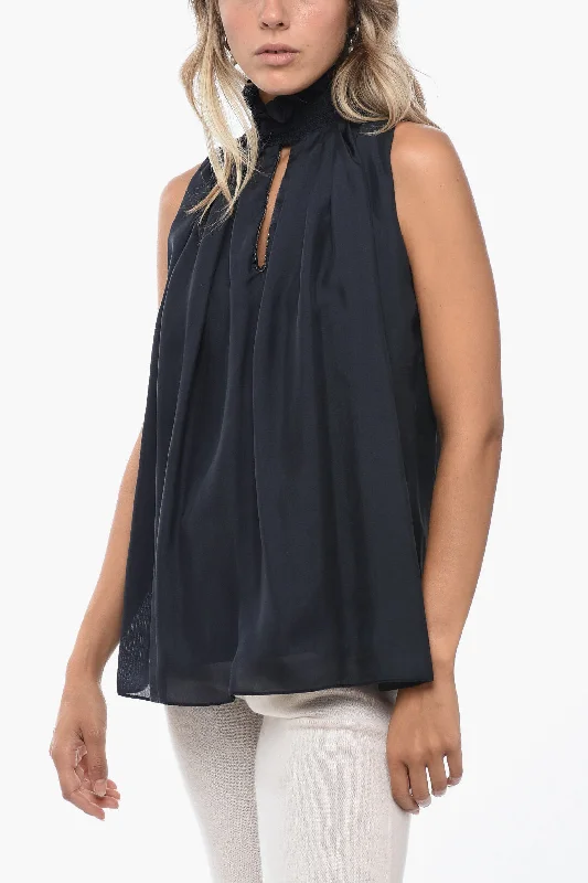 Fabiana Filippi Sleeveless Silk Blouse with Cut-out Detail