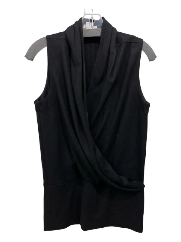 Helmut Lang Size S/P Black Wool Sleeveless Wrap Front Drop Waist Top