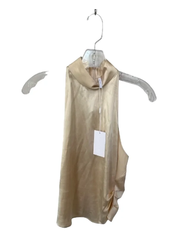 Helmut Lang Size XS Champagne Silk Mock Neck Sleeveless Top