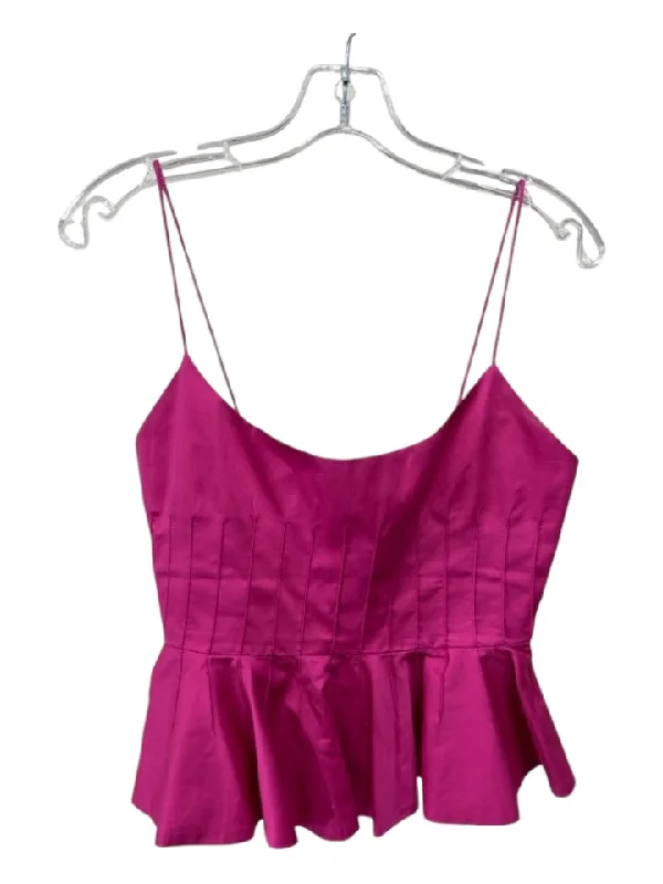 Hunter Bell Size 2 Magenta Pink Cotton Sleeveless Spaghetti Strap Pintucks Top