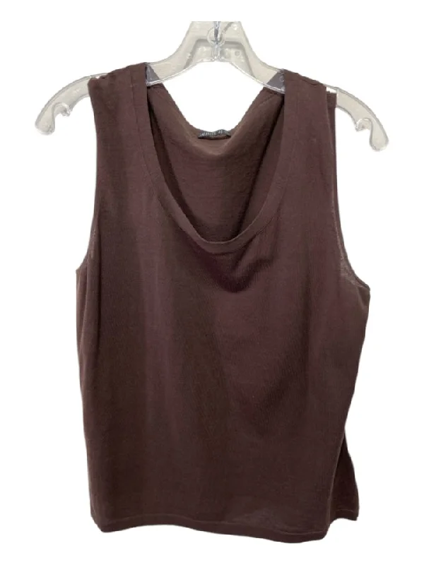 Lafayette 148 Size 12 Brown Cotton Sleeveless Scoop Neck Top