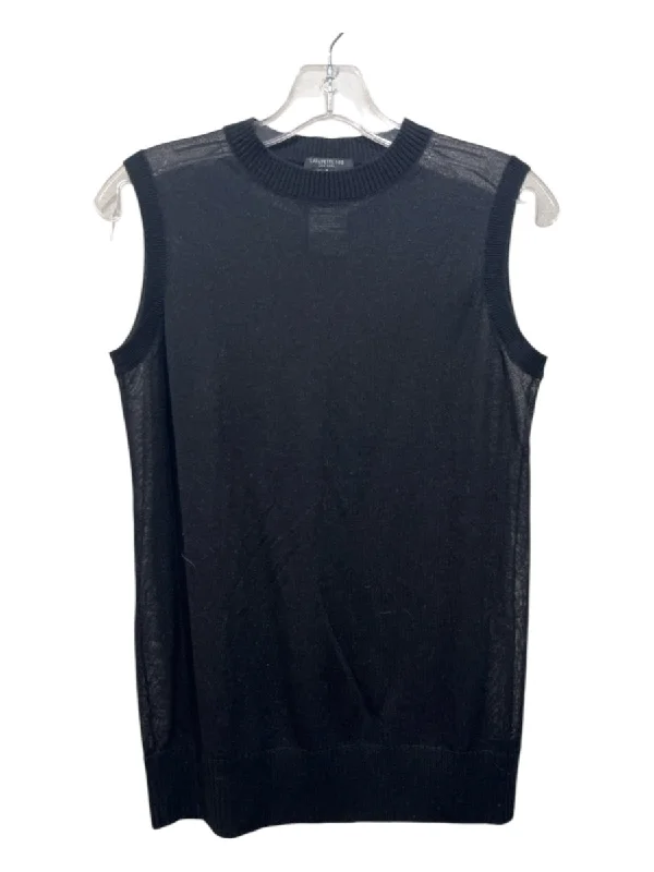 Lafayette 148 Size S Black Lyocell blend Crew Neck Thin Knit Sleeveless Top