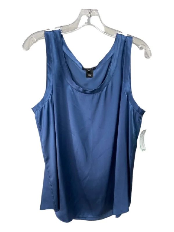 Lafayette 148 Size XL Blue Silk Sleeveless Scoop Neck Top