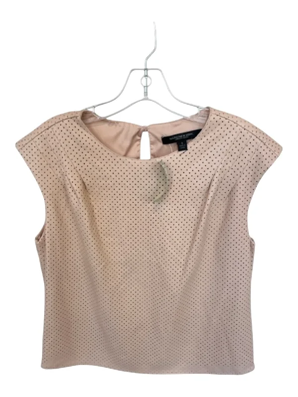 Marc New York Size S Blush Pleather Perforated Sleeveless Keyhole Back Top