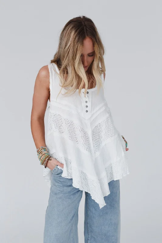 Melbourne Sleeveless Lace Top - Ivory