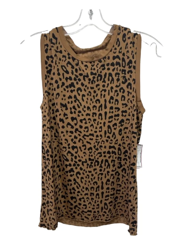 Nili Lotan Size S Brown & Black Cotton Animal Print Sleeveless Round Neck Top