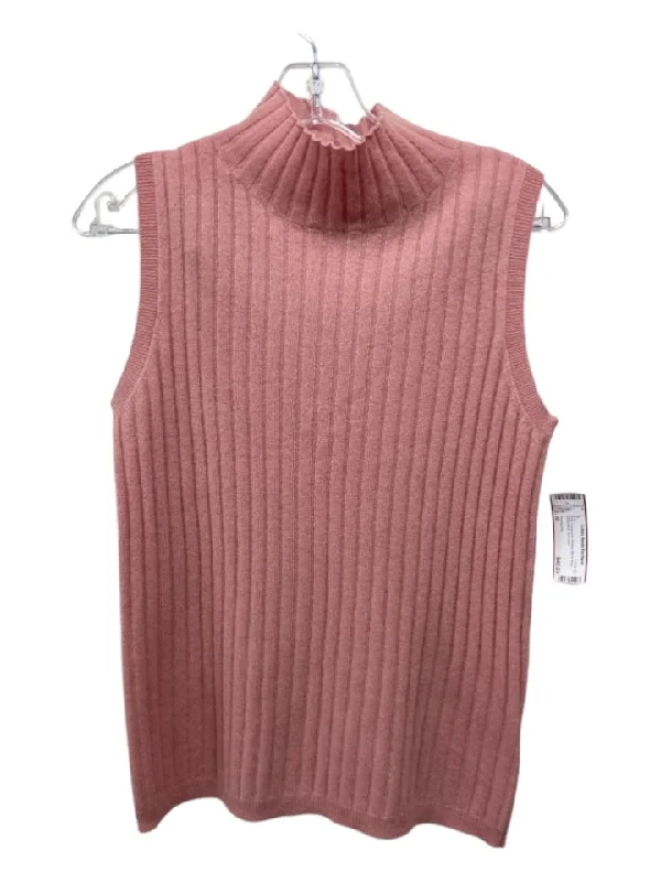 Philosophy Size M Pink Cashmere Ribbed Mock Neck Sleeveless Top