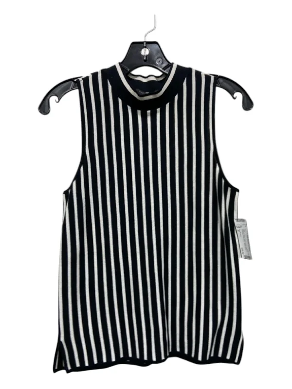 Rag & Bone Size S Black & White Silk & Cotton Vertical Pinstripe Sleeveless Top