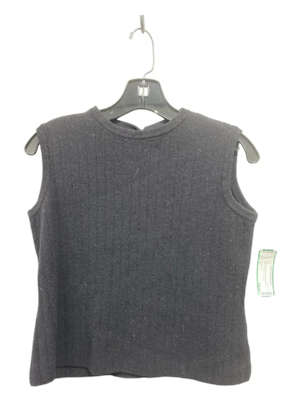 SJK St. John Size 6 Black Wool Blend Rib Knit Keyhole Back Sleeveless Top