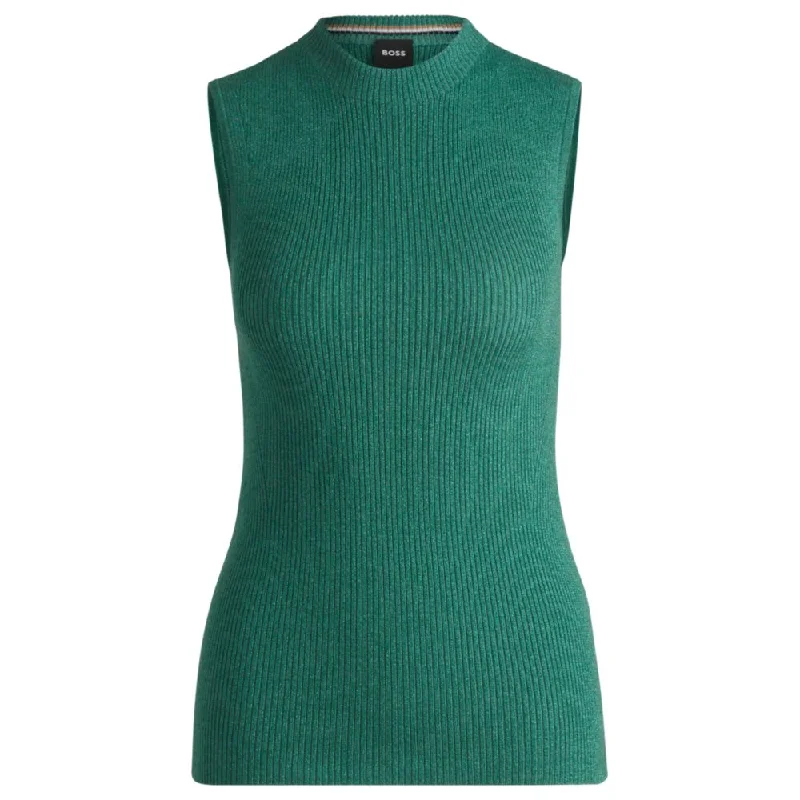 Sleeveless ribbed top with sparkle effect