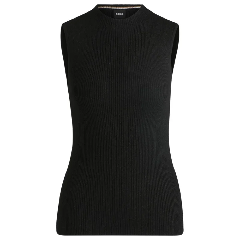 Sleeveless ribbed top with sparkle effect