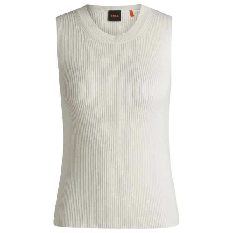 Slim-fit sleeveless top in ribbed stretch fabric