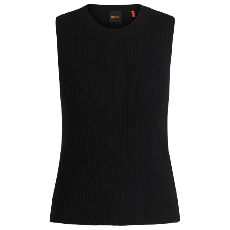 Slim-fit sleeveless top in ribbed stretch fabric