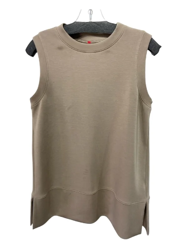 Spanx Size M Taupe Modal Blend Side Slit Sleeveless Scoop Neck Top