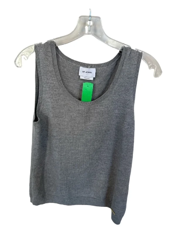 St. John Size Est M Gray Wool Sleeveless Knit Top