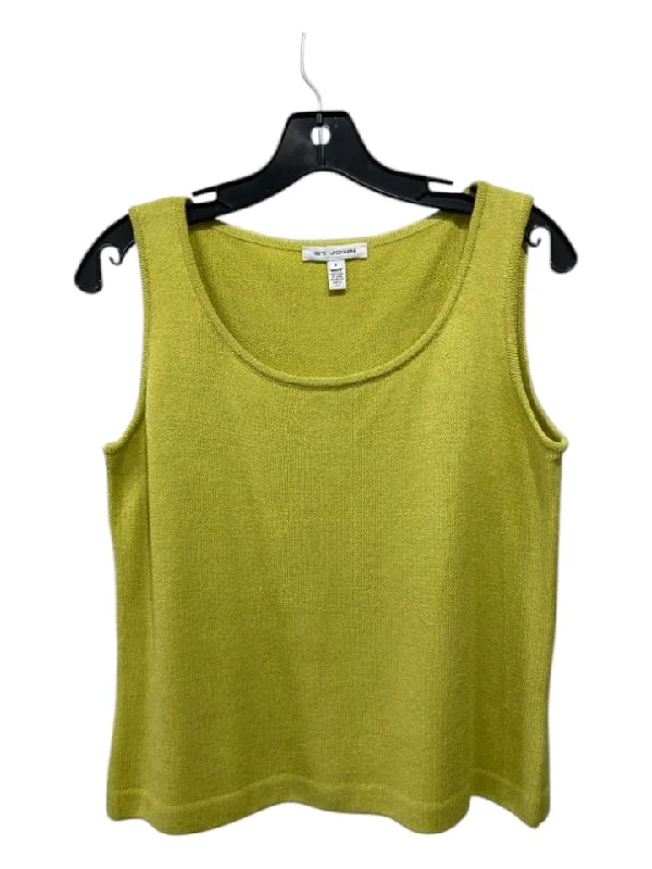 St John Size S Chartreuse Wool Scoop Neck Sleeveless Top