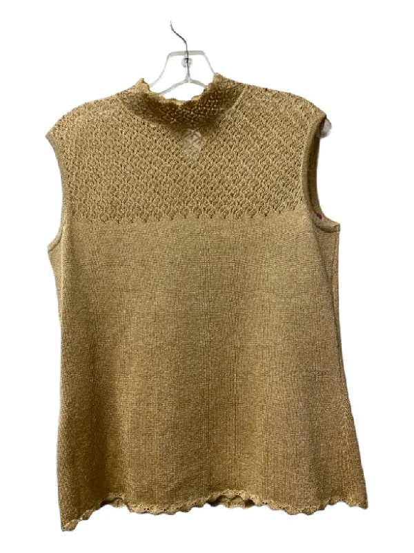 St John Size S Gold Missing Fabric Tag Knit Mock Neck Sleeveless Top