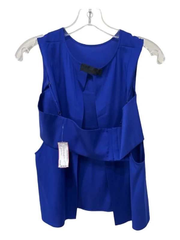 T Alexander Wang Size 4 Cobalt Blue Silk Sleeveless Cutout Open Back Top