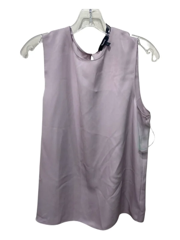 Theory Size L Light Purple Silk Round Neck Back Keyhole Sleeveless Top